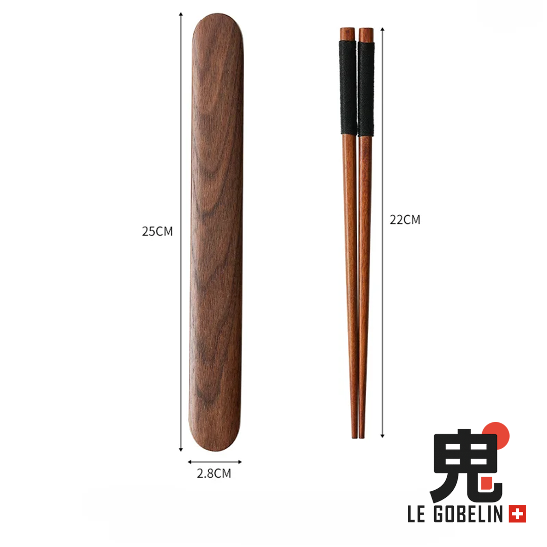 Élégance Nomade – Coffret de Baguettes avec Étui en Bois