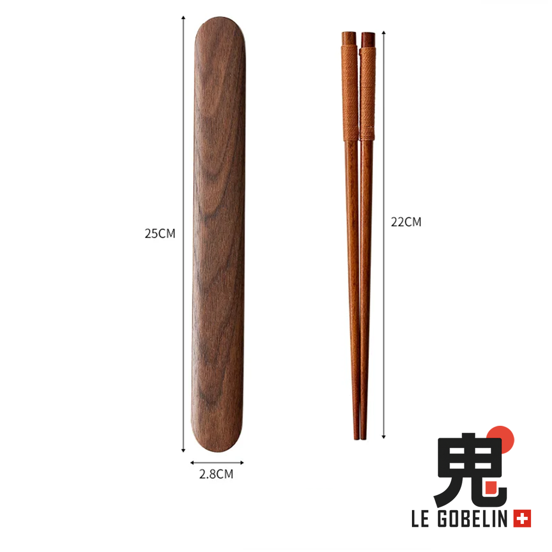 Élégance Nomade – Coffret de Baguettes avec Étui en Bois
