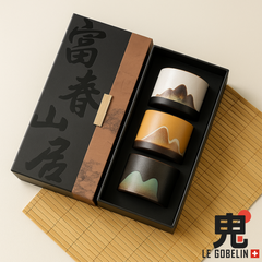 Montagnes de Fuchun – Coffret de Tasses en Céramique Artisanale (Lot de 3)