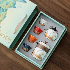 Coffret Horizon Lointain – Service à Thé de Voyage en Céramique