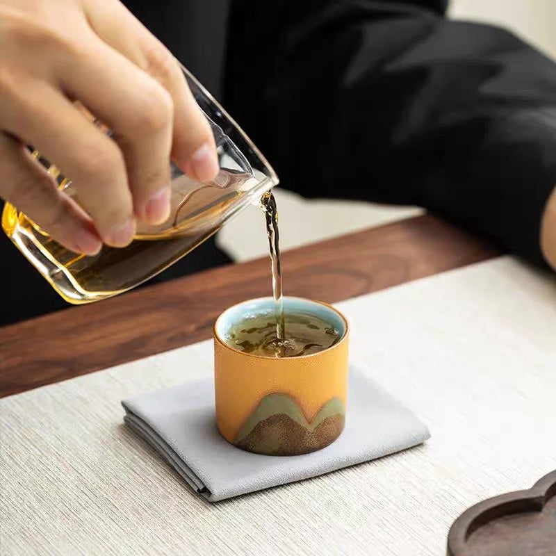 Montagnes de Fuchun – Coffret de Tasses en Céramique Artisanale (Lot de 3)