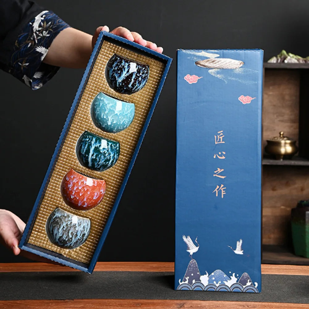 Coffret Les 5 Éléments – Set de Tasses Artisanales en Céramique